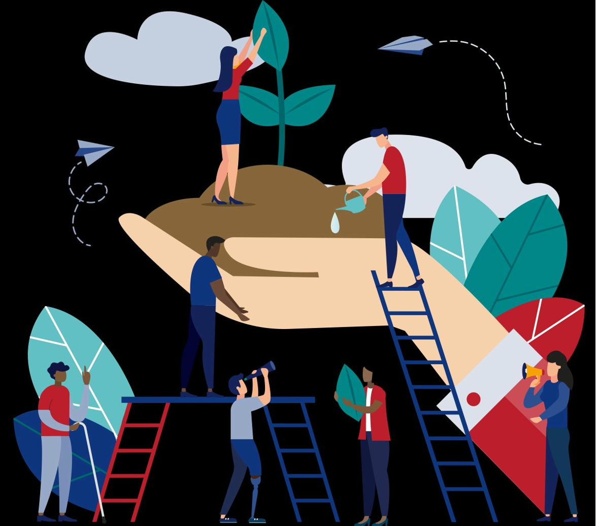 People nurturing growth together through community involvement and shared purpose